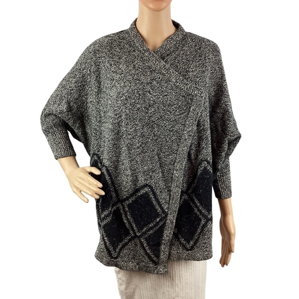 Madewell All Angles Drape Front Cardigan Size XS/S Gray Black